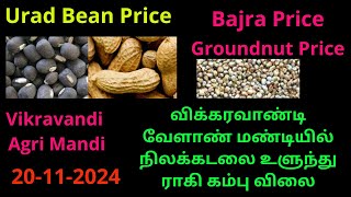 விக்கரவாண்டி வேளாண் மண்டியில் நிலக்கடலை உளுந்து ராகி கம்பு விலை | Peanut Urd Bean Vikravandi Mandi