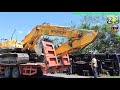 excavator accident jcb js205sc self loader truck heavy recovery extended