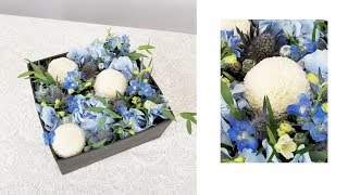 花藝教學｜藍白色繡球花盒DIY flower box｜Nicole花藝教室