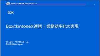 Boxとkintoneを連携！業務効率化の実現【Boxユーザー祭り'24フォローアップセミナー】