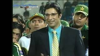 Wasim Akram honored by Pepsi after retirement during 2003 hosted by Ramiz Raja |