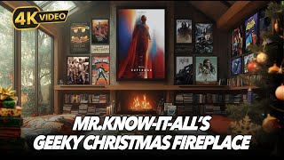 MR. KNOW-IT-ALL’S GEEKY CHRISTMAS FIREPLACE | 4K Cozy Geek Holiday Ambiance 🎄🕹️📚