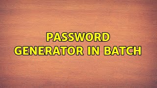 Password Generator in batch