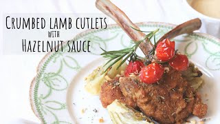 Crumbed lamb cutlets with hazelnut sauce (easy recipe to make at home)