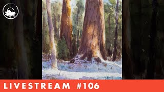 Painting Trees in Snow in Watercolor - LiveStream #106