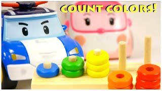 Count COLOR RINGS! - Toy Cars Learn Numbers and Colors with Robocar Poli (로보 카 폴리)