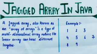 Jagged array in Java (Hindi) | Examples & question explained | lec-54
