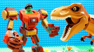 Dinosaur vs Hero Buster Transformer Lego