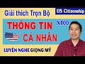 Giải thích Trọn bộ câu hỏi Thông tin cá nhân - N400 Thi Quốc Tịch Mỹ 2023. US Citizenship Interview