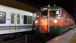 115系岡オカD-27編成「岡山→京都 夜行列車の旅」 京都駅31番のりばから引き上げ