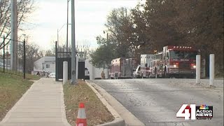 Firefighters work to rescue trapped worker
