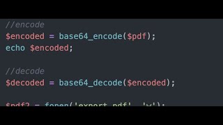 PHP: convert pdf to base 64 and base64 back to pdf
