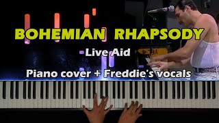 Queen - Bohemian Rhapsody (Live Aid) | Piano Cover + Freddie's Voice