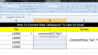 How To Convert Data Tablespoon To Liter On Excel