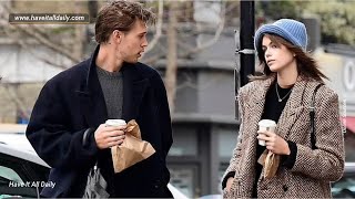 Kaia Gerber joins beau Austin Butler on a coffee run in London