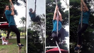 Bhumika Chawla Daring Rope Climbing Workout VIdeo | Bhumika Chawla Workout video | FIlmylooks