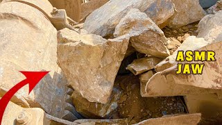 Worker unleashes Fury on stone ! Angry laborer Snashes it to pieces #jawcrusher #asmr #stonecrusher