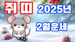 [쥐띠운세] 2025년 양력 2월 운세입니다.재물이 바람을 타고 들어오는 운이구나. !