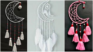 Very Easy Moon🌜 Dream Catcher making with wool || Woolen craft ideas