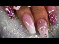 Acrylic nails - pink & white design set
