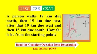 Civil Services 2016_Qn A58, A person walks 12 km due north, then 15 km due east, after that 19 km...