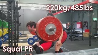 Squat PR 220kg/485lbs