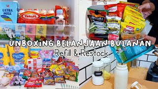 Bongkar belanjaan bulanan lanjut susun ke tempatnya || refill \u0026 restock