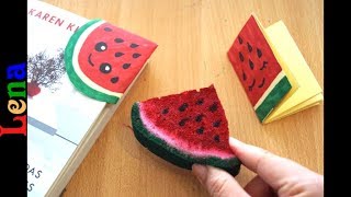 Wassermelone basteln 🍉watermelon squishy diy 🍉 watermelon mini notebook 🍉 watermelon corner bookmark