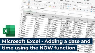Microsoft Excel - Adding a date and time using the NOW function
