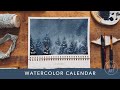 Learn How To Paint a Winter Night Landscape | Watercolor Calendar Tutorial