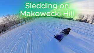 2025 New Years Day Sledding Tobogganing on Makowecki Hill St Andrews Hts Insta360 X4 DJI Action5 Pro