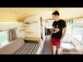 Amazing 38' Skoolie Tour with Full Bathroom & Water Tanks  Tiny House Listings