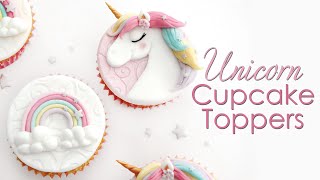 How to make Unicorn & Rainbow Cupcake Toppers - Cake Decorating Tutorial