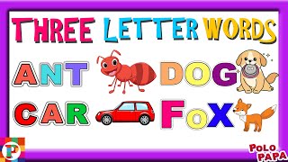 Learn Three letter words for Kindergarten | Three Letter spelling | 3 letter words reading practice