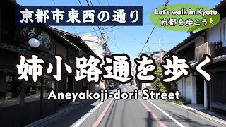 Kyoto Japan【4K】姉小路通を歩く（三条駅→川端御池→木屋町通→三条東殿遺址碑→高松神明神社→千本通→月光稲荷大明神→西大路御池駅）Walk along Aneyakoji-dori St.