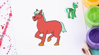 كيف ترسم حصان جميل؟ تعليم الرسم للأطفال بلعب - الفيديو للأطفال