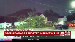 Multiple trees from severe storm fall on cars in downtown Huntsville