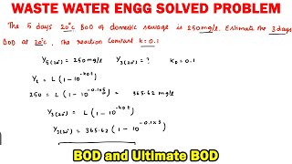 BOD and Ultimate BOD | BOD problem | how to calculate ultimate BOD | BOD of waste water | sewage BOD