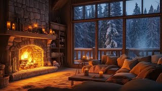 ❄ Beautiful Christmas Music With Fireplace 🎄 | Relaxing Holiday Ambiance in Cabin | Cozy Jazz House