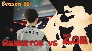 Faker - Renekton vs Zoe Mid - Patch 10.1 LoL Season 10 KR Ranked | League of Legends Replays