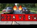 ALL MOTOR B16 Swapped Civic VS H23A Swapped CG5 Accord | No Lift Shifting The All Motor H23A Accord!