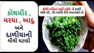 કોથમીર , મરચા , આદુ અને દાળીયાની લીલી ચટણી  || kothamir ni chautny || chatni recipe || food shiva