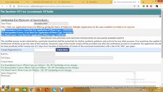 ICMAI Procedure for Obtaining Certified Photocopy of Answer scripts FOR Foundation, Inter And Final