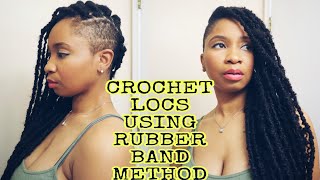 26 Inch Freetress Crochet Distressed Nita Locs Using Rubber band Method on 3 Inch 4b Textured Hair