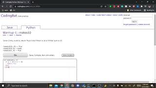 Coding Bat Problem 6 makes10