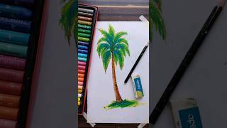 Palm Tree Drawing by Oil Pastels🌴 (Faber-Castell) #shorts || #art || #drawing || #oilpastel