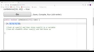 CodingBat - array3 - canBalance