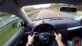 Audi A4 Avant 2.0 TDI (2005) on German Autobahn - POV Top Speed Drive