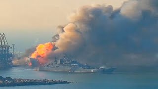 Russian naval ship burns after attack claimed by Ukraine