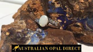 Modern Sterling Silver Australian Solid Coober Pedy Opal Ring